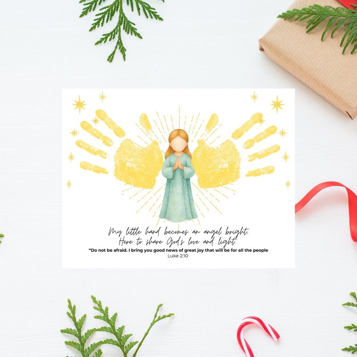 Angel Wings Handprint Craft Printable | Christian Christmas Handprint Keepsake | Faith-Based Angel Craft | Sunday School Christmas Activity