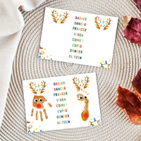 Christmas Reindeer Handprint & Footprint Craft | Reindeer Names Printable | Preschool Christmas Keepsake | Holiday Handprint Activity | Reindeer Footprint Art