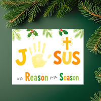 Jesus Is the Reason for the Season Handprint Craft Printable | Christian Christmas Handprint Activity | Faith-Based Christmas Keepsake | Preschool Holiday Craft