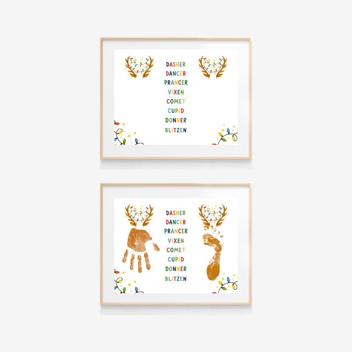 Christmas Reindeer Handprint & Footprint Craft | Reindeer Names Printable | Preschool Christmas Keepsake | Holiday Handprint Activity | Reindeer Footprint Art