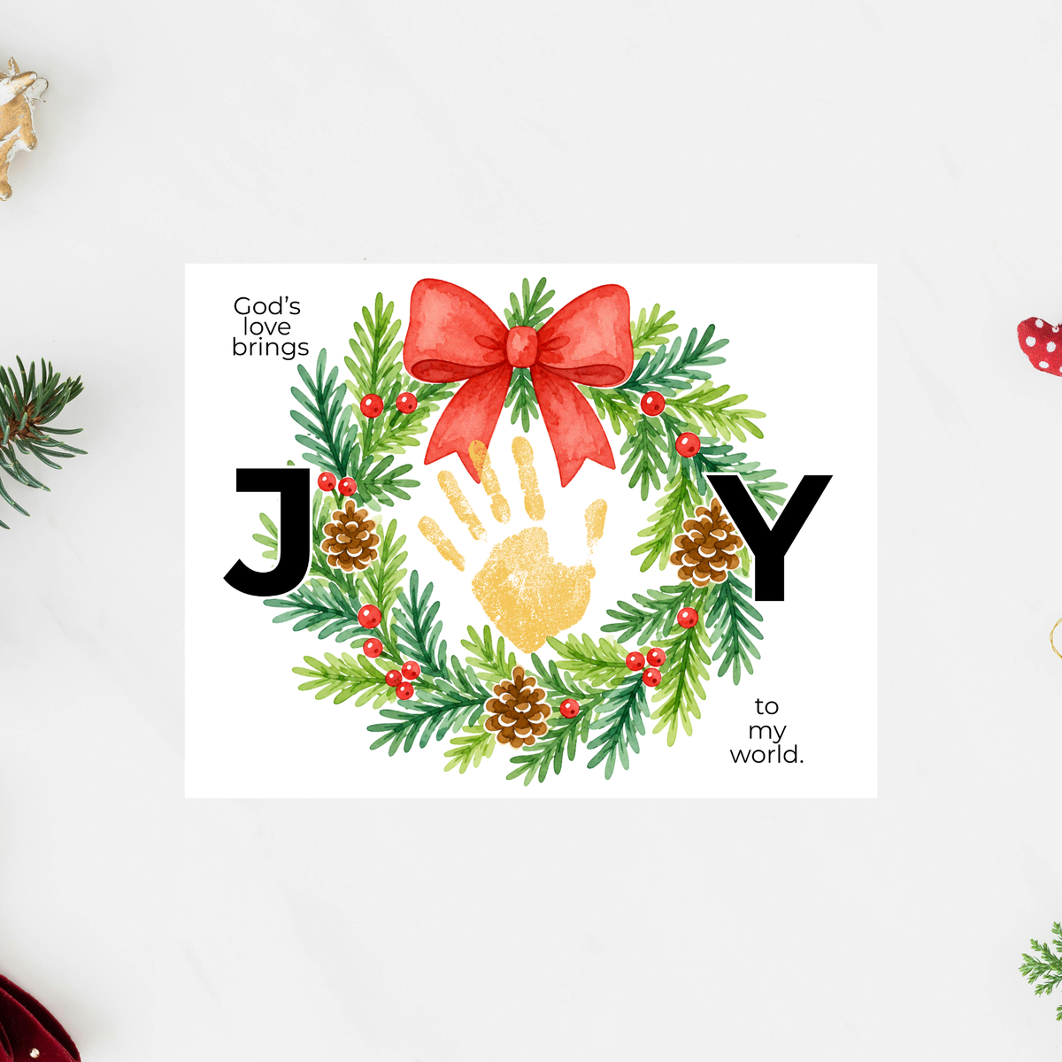 God's Love Brings Joy Handprint Craft Printable | Christian Christmas Handprint Keepsake | Faith-Based Christmas Activity | Preschool Holiday Craft