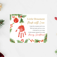Little Ornament Made with Love Poem Handprint Craft Printable | Christmas Ornament Handprint Keepsake | Preschool Christmas Craft | Holiday Gift for Parents & Grandparents