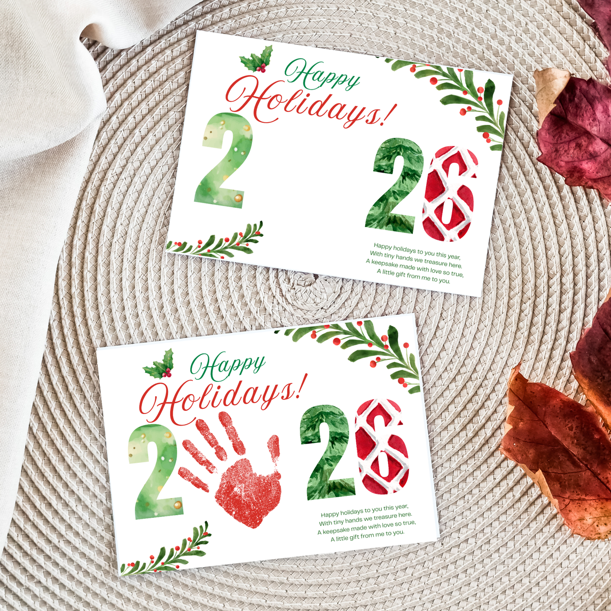 Happy Holidays 2026 Handprint Craft Printable | Holiday 2026 Keepsake | Preschool Holiday Activity | Winter Classroom Craft | Christmas Handprint Art