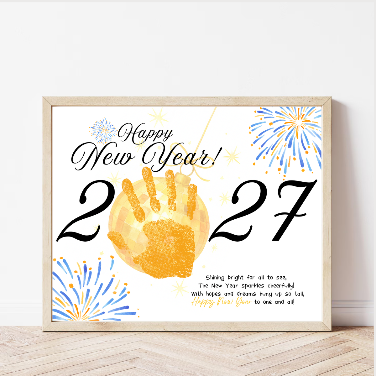 Happy New Year 2027 Handprint Craft Printable | New Year's Eve Keepsake | Preschool New Year Activity | January Classroom Craft | Winter Handprint Art