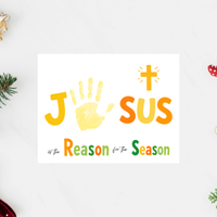 Jesus Is the Reason for the Season Handprint Craft Printable | Christian Christmas Handprint Activity | Faith-Based Christmas Keepsake | Preschool Holiday Craft