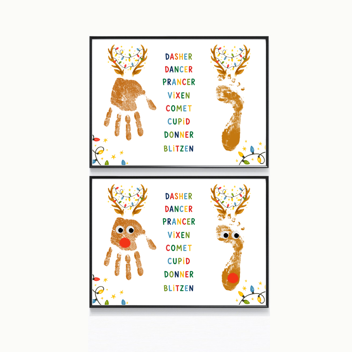 Christmas Reindeer Handprint & Footprint Craft | Reindeer Names Printable | Preschool Christmas Keepsake | Holiday Handprint Activity | Reindeer Footprint Art