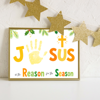 Jesus Is the Reason for the Season Handprint Craft Printable | Christian Christmas Handprint Activity | Faith-Based Christmas Keepsake | Preschool Holiday Craft