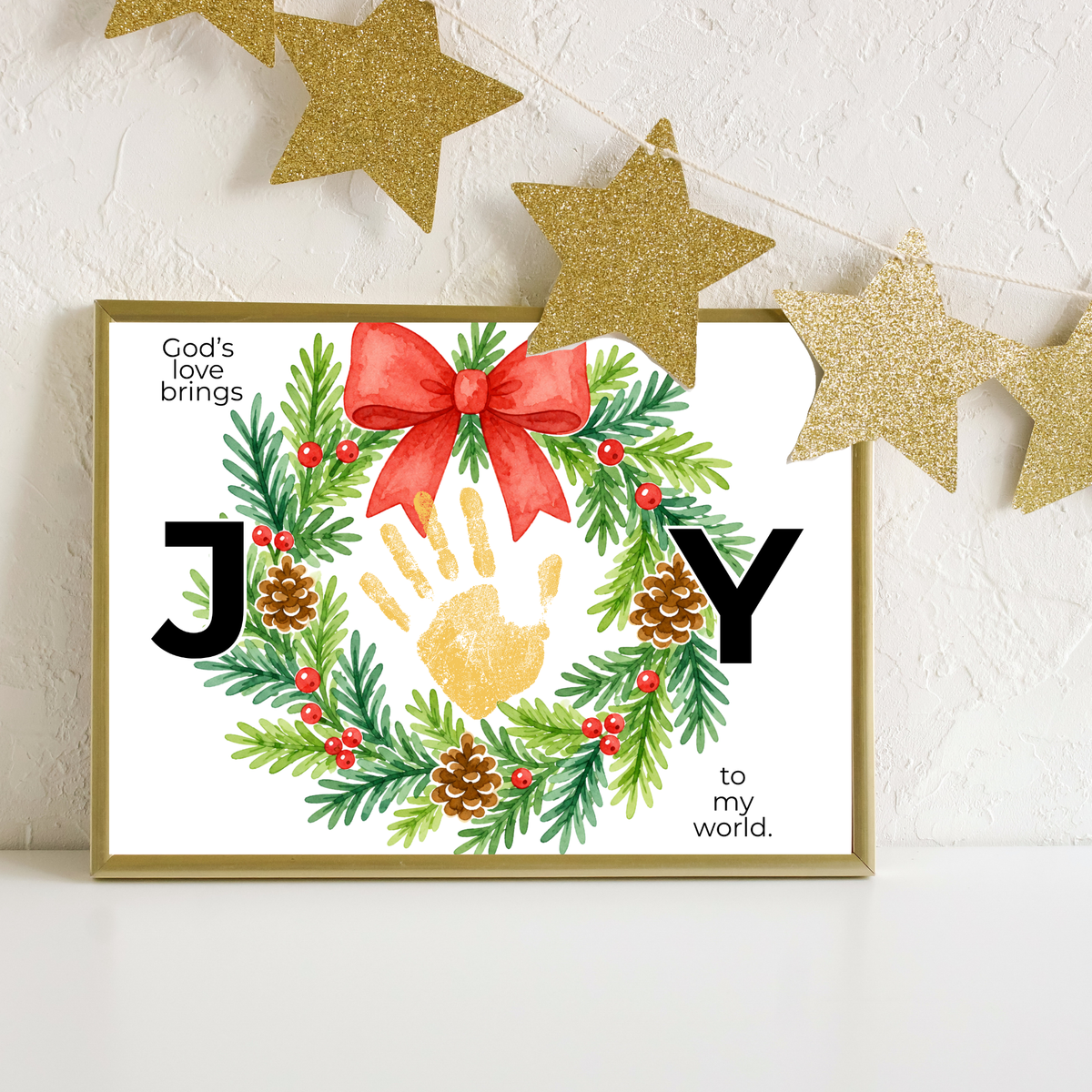 God's Love Brings Joy Handprint Craft Printable | Christian Christmas Handprint Keepsake | Faith-Based Christmas Activity | Preschool Holiday Craft