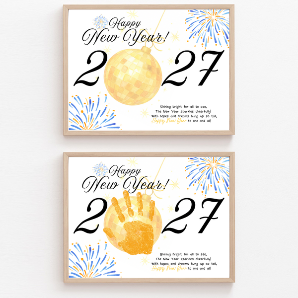 Happy New Year 2027 Handprint Craft Printable | New Year's Eve Keepsake | Preschool New Year Activity | January Classroom Craft | Winter Handprint Art