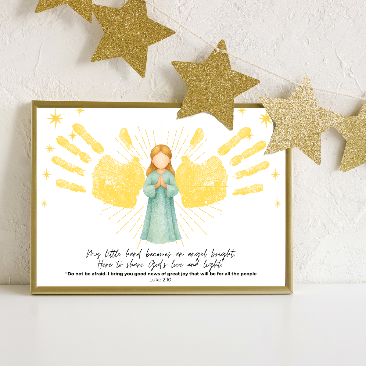 Angel Wings Handprint Craft Printable | Christian Christmas Handprint Keepsake | Faith-Based Angel Craft | Sunday School Christmas Activity