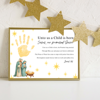 Unto Us a Child Is Born Poem Handprint Craft | Christian Christmas Printable | Isaiah 9:6 Bible Keepsake | Preschool Nativity Activity