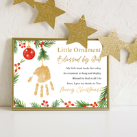 Little Ornament Blessed by God Handprint Craft Printable | Christian Christmas Ornament Poem Keepsake | Faith-Based Christmas Craft for Kids | Preschool Holiday Activity