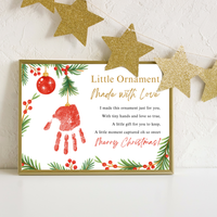 Little Ornament Made with Love Poem Handprint Craft Printable | Christmas Ornament Handprint Keepsake | Preschool Christmas Craft | Holiday Gift for Parents & Grandparents