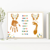 Christmas Reindeer Handprint & Footprint Craft | Reindeer Names Printable | Preschool Christmas Keepsake | Holiday Handprint Activity | Reindeer Footprint Art