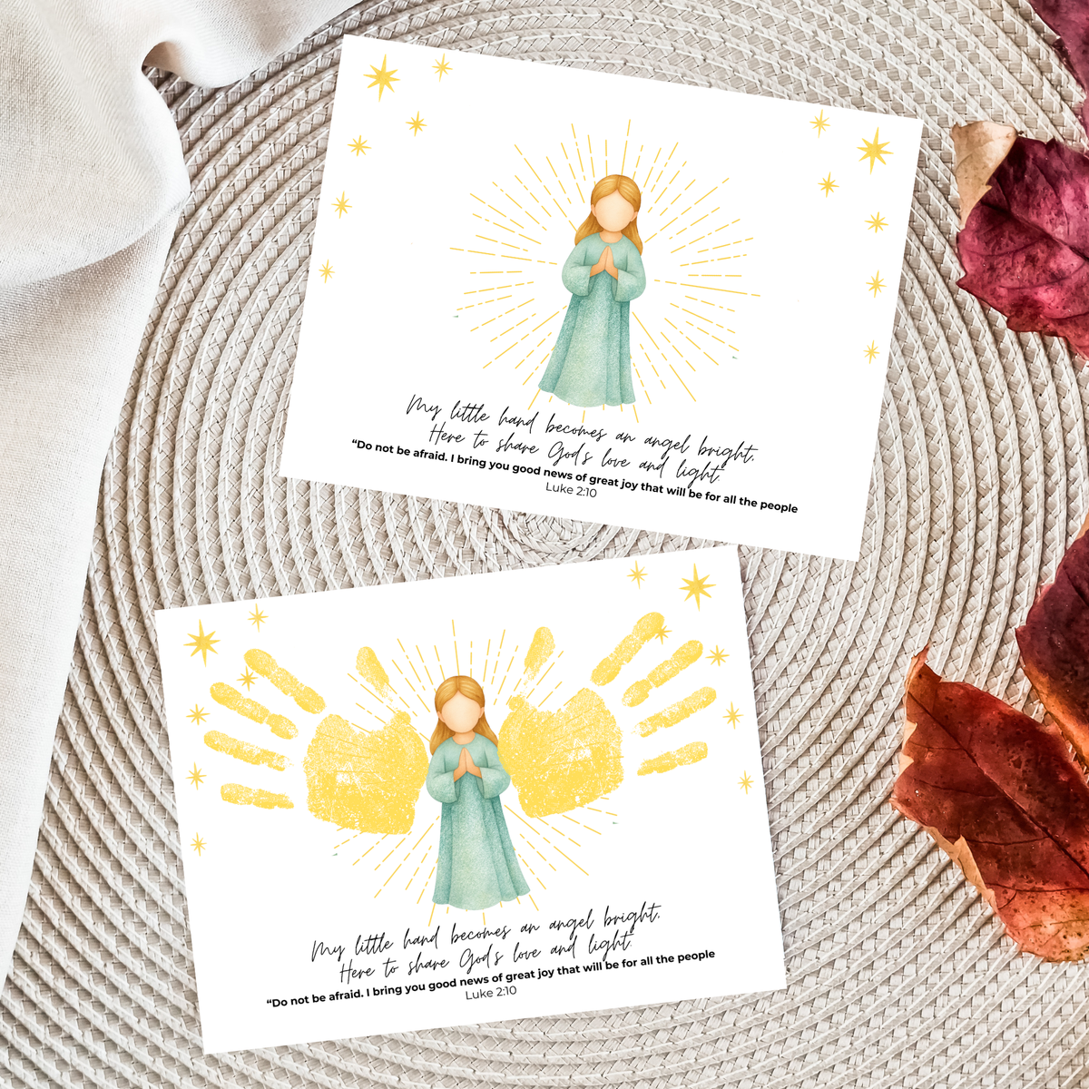 Angel Wings Handprint Craft Printable | Christian Christmas Handprint Keepsake | Faith-Based Angel Craft | Sunday School Christmas Activity