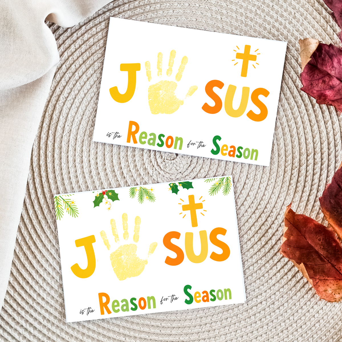 Jesus Is the Reason for the Season Handprint Craft Printable | Christian Christmas Handprint Activity | Faith-Based Christmas Keepsake | Preschool Holiday Craft