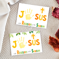 Jesus Is the Reason for the Season Handprint Craft Printable | Christian Christmas Handprint Activity | Faith-Based Christmas Keepsake | Preschool Holiday Craft