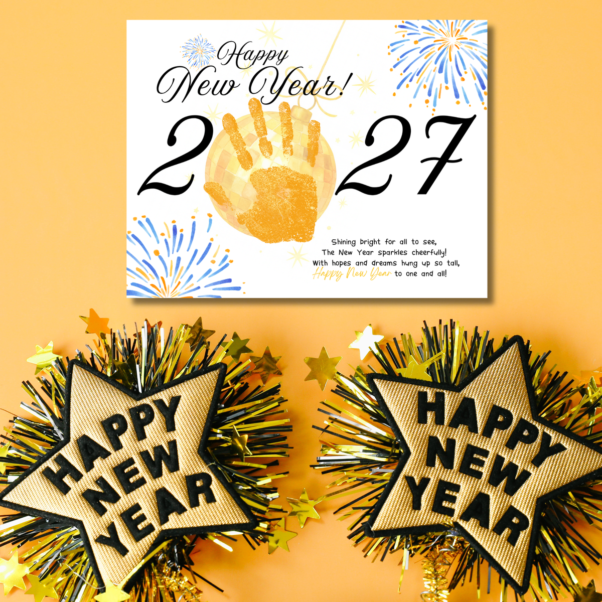 Happy New Year 2027 Handprint Craft Printable | New Year's Eve Keepsake | Preschool New Year Activity | January Classroom Craft | Winter Handprint Art