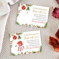 Little Ornament Made with Love Poem Handprint Craft Printable | Christmas Ornament Handprint Keepsake | Preschool Christmas Craft | Holiday Gift for Parents & Grandparents