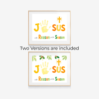 Jesus Is the Reason for the Season Handprint Craft Printable | Christian Christmas Handprint Activity | Faith-Based Christmas Keepsake | Preschool Holiday Craft