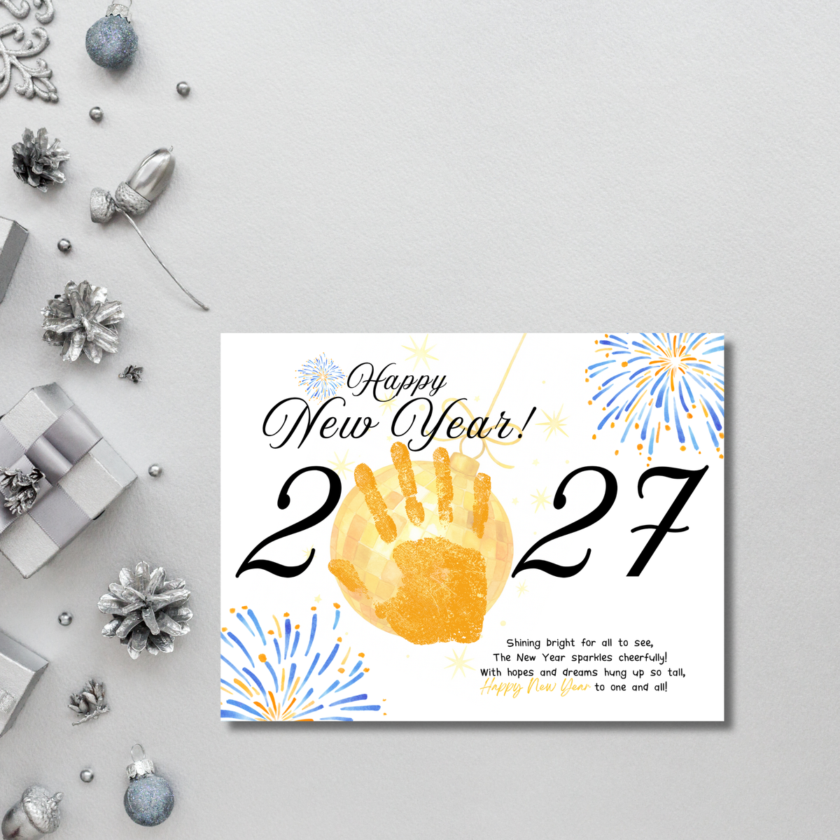 Happy New Year 2027 Handprint Craft Printable | New Year's Eve Keepsake | Preschool New Year Activity | January Classroom Craft | Winter Handprint Art