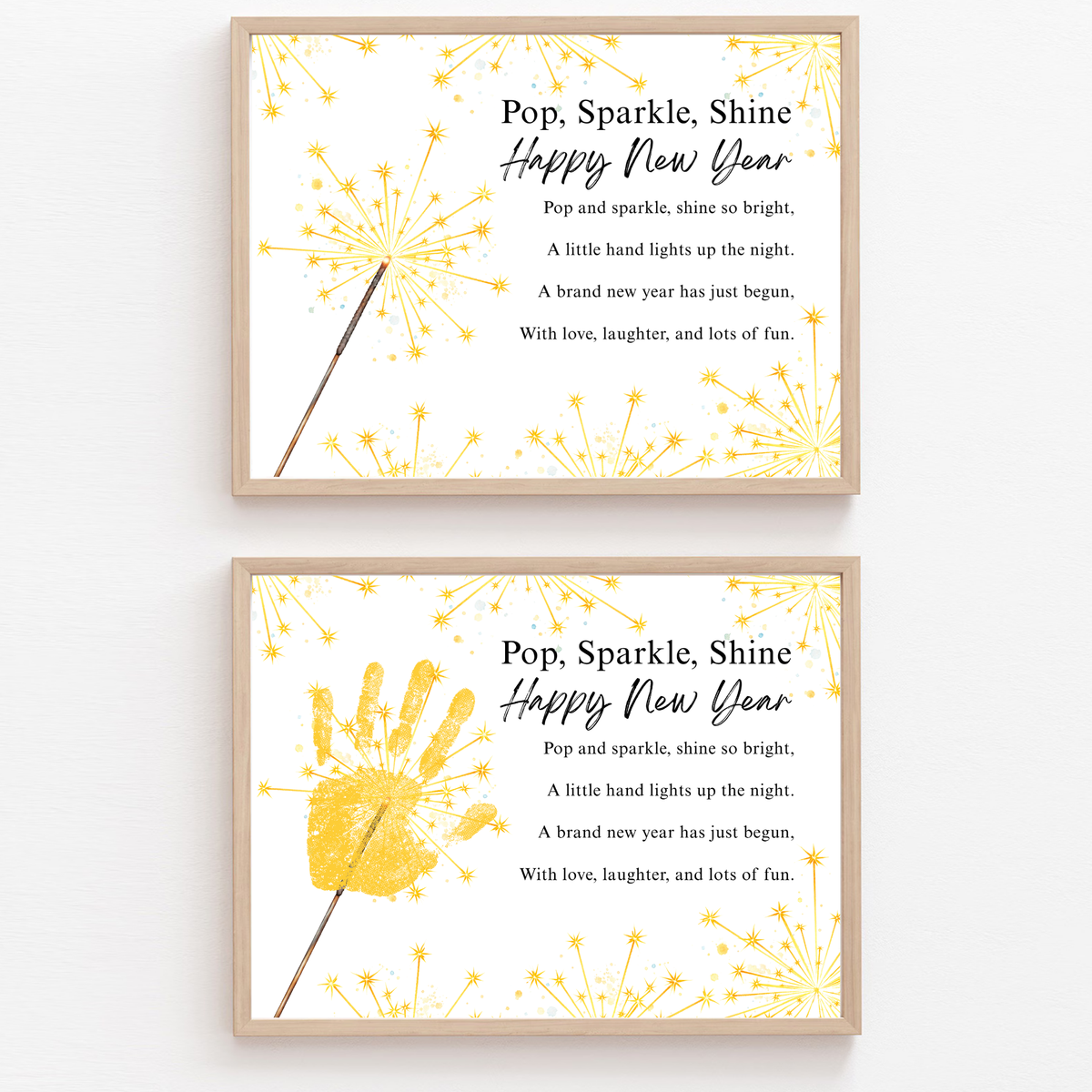Pop, Sparkle, Shine Happy New Year Poem Handprint Craft | New Year's Eve Sparkler Printable | Preschool New Year Keepsake | Holiday Handprint Activity