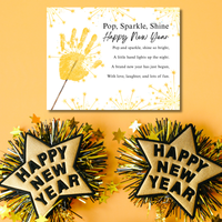 Pop, Sparkle, Shine Happy New Year Poem Handprint Craft | New Year's Eve Sparkler Printable | Preschool New Year Keepsake | Holiday Handprint Activity