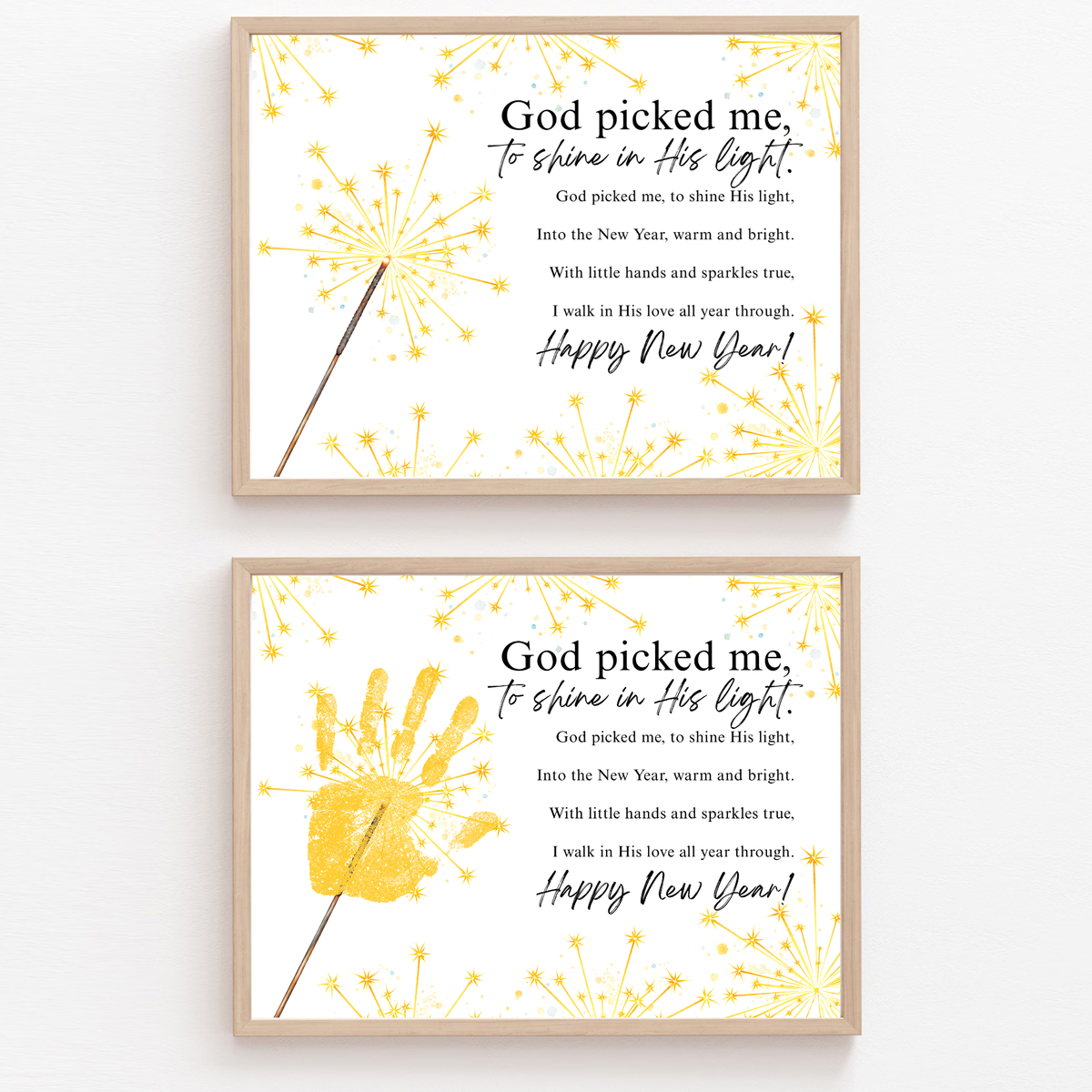 Christian New Year's Handprint Craft Printable | God Picked Me to Shine in His Light | Faith New Year Keepsake | Christian New Year Activity | Kids Bible Craft