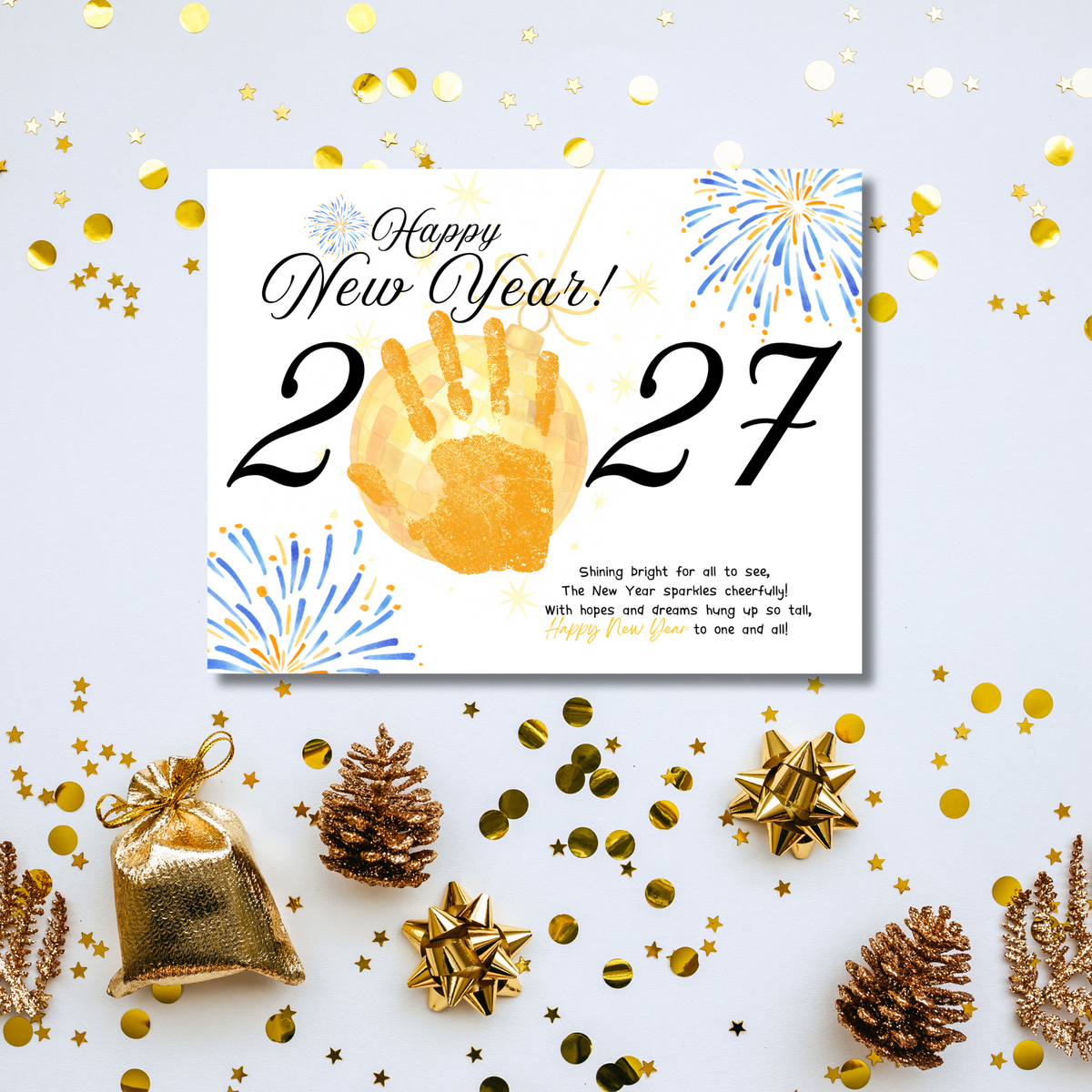 Happy New Year 2027 Handprint Craft Printable | New Year's Eve Keepsake | Preschool New Year Activity | January Classroom Craft | Winter Handprint Art