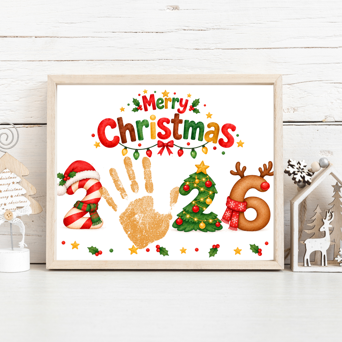 Christmas 2026 Handprint Craft & Coloring Page | Merry Christmas Keepsake Printable for Kids