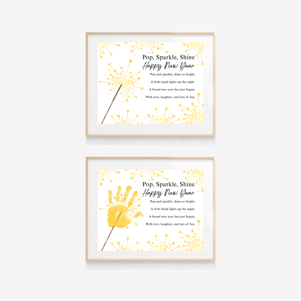 Pop, Sparkle, Shine Happy New Year Poem Handprint Craft | New Year's Eve Sparkler Printable | Preschool New Year Keepsake | Holiday Handprint Activity