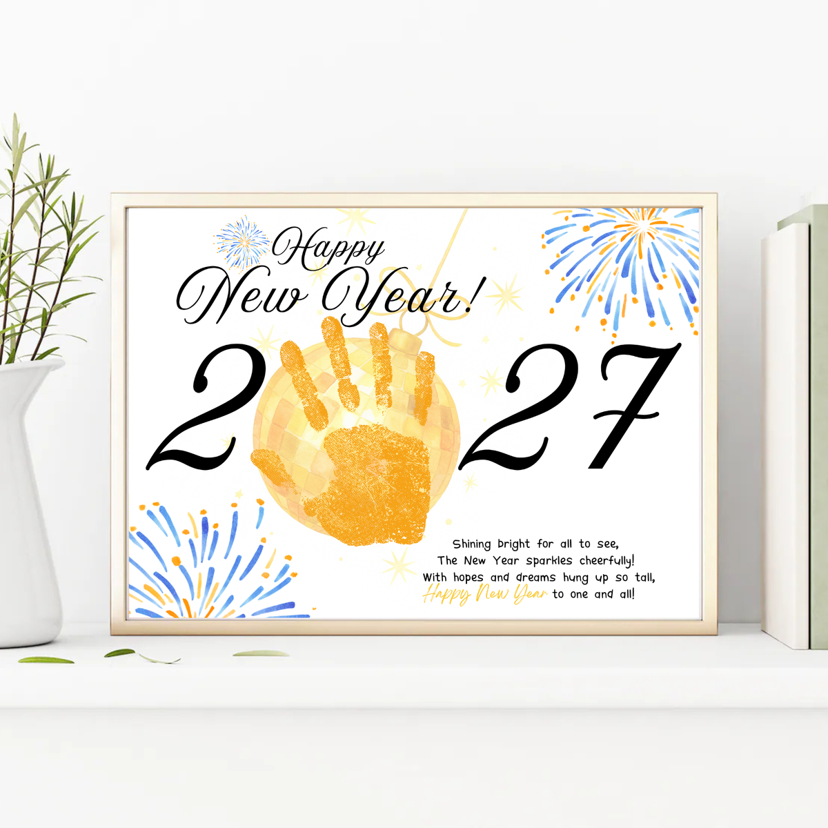 Happy New Year 2027 Handprint Craft Printable | New Year's Eve Keepsake | Preschool New Year Activity | January Classroom Craft | Winter Handprint Art
