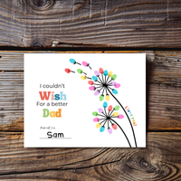 Father’s Day & Dad Birthday Fingerprint Craft Printable | I Couldn’t Wish for a Better Dad | Dandelion Keepsake Gift from Kids | Preschool DIY Printable