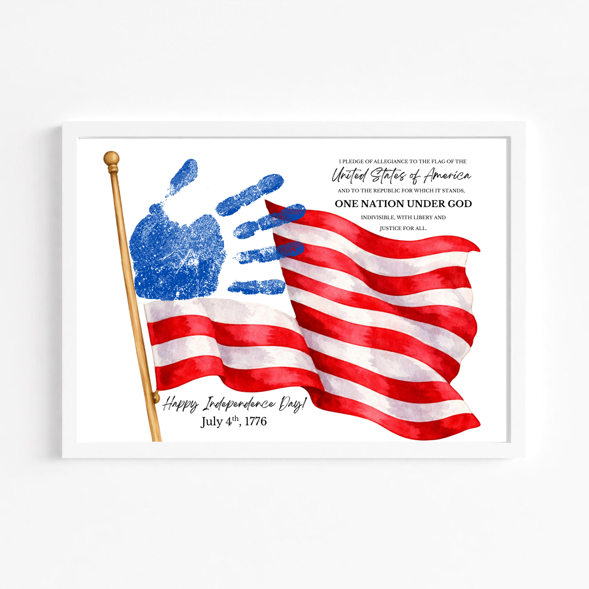 Happy Independence Day Handprint Craft Printable | July 4th Flag Handprint Art | Patriotic USA Keepsake Activity for Kids | Fourth of July Craft