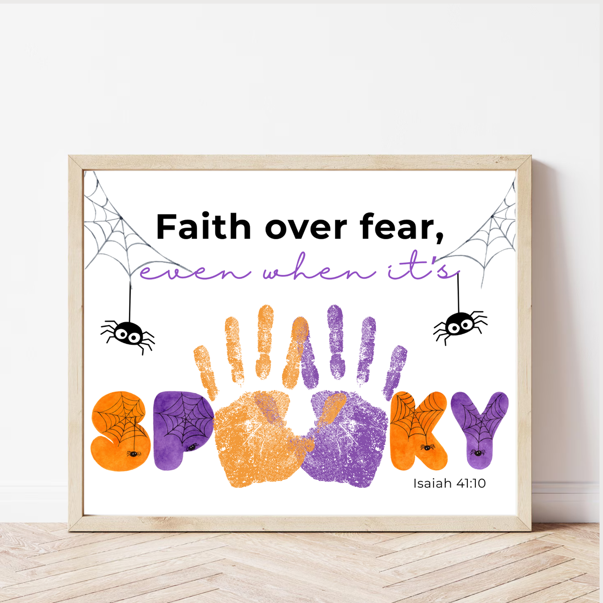 Christian Halloween Handprint Craft Printable | Faith Over Fear Kids Craft | Isaiah 41:10 Bible Activity | Sunday School Halloween Keepsake