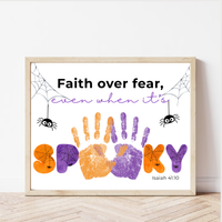 Christian Halloween Handprint Craft Printable | Faith Over Fear Kids Craft | Isaiah 41:10 Bible Activity | Sunday School Halloween Keepsake