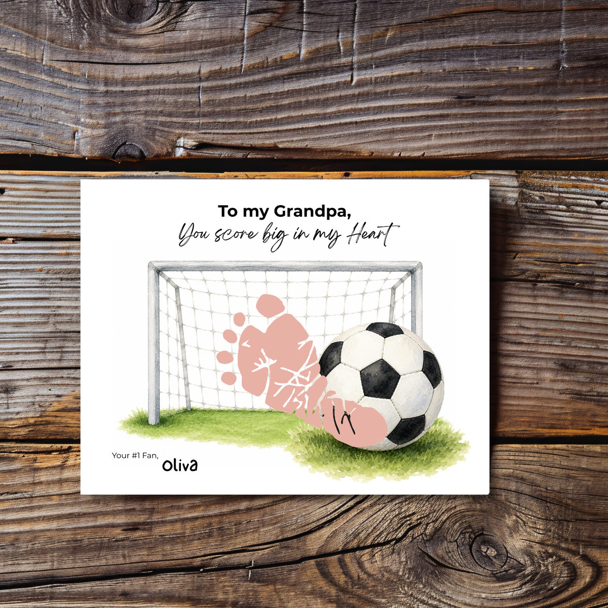 Soccer Grandpa Footprint Craft Printable, To My Grandpa You Score Big in My Heart, Grandpa Soccer Keepsake Gift, Sports Grandpa Gift from Kids