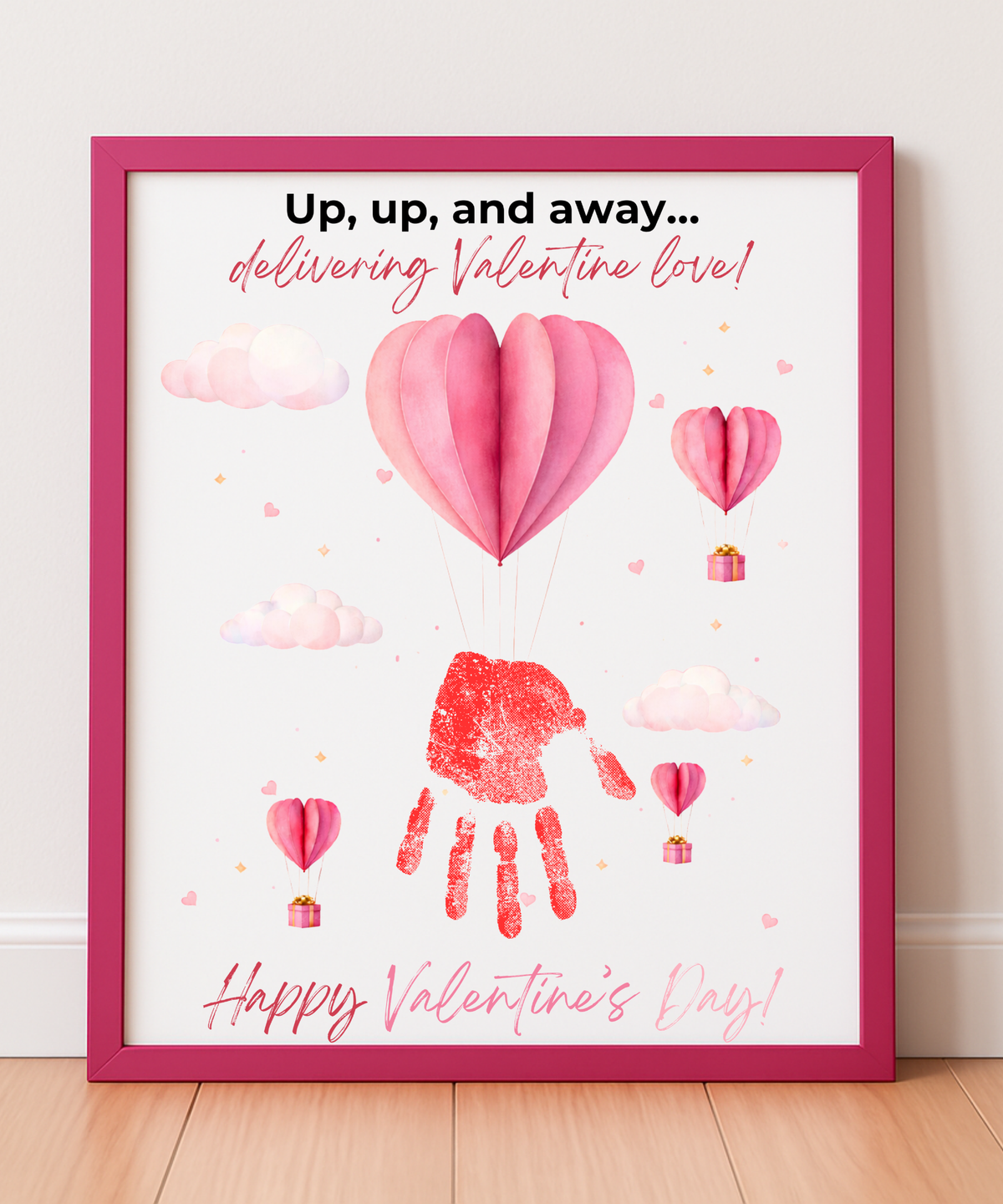 Valentine’s Day Handprint Craft Printable for Kids | Balloon Valentine Keepsake | Valentine Art PDF