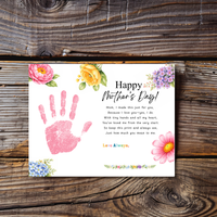 Mother’s Day Handprint Craft Printable | Happy Mother’s Day Keepsake Gift from Kids | Preschool DIY Handprint Art | Floral Mom Gift PDF