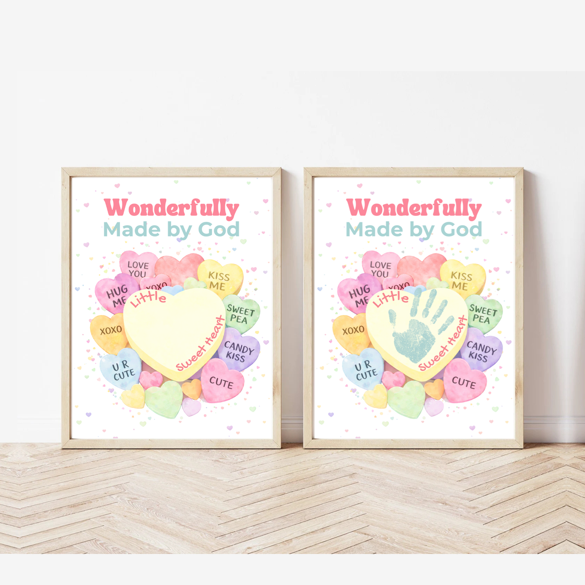 Faith-Based Valentine Heart Candy Handprint Craft Printable | Wonderfully Made by God Keepsake | Psalm 139:14 Valentine PDF