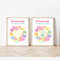 Faith-Based Valentine Heart Candy Handprint Craft Printable | Wonderfully Made by God Keepsake | Psalm 139:14 Valentine PDF