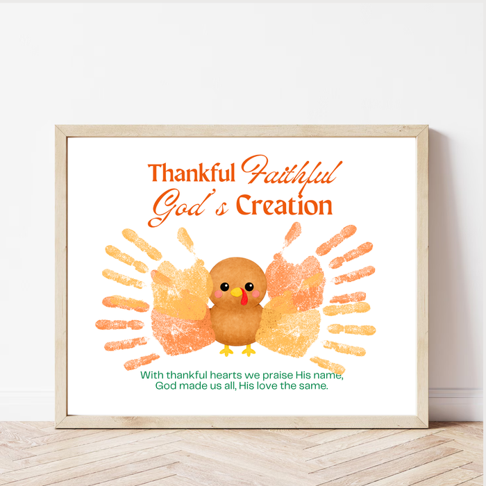 Thankful Faithful God's Creation Handprint Turkey Craft Printable | Christian Thanksgiving Handprint Activity | Preschool Fall Keepsake PDF