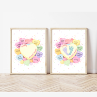 Valentine’s Day Baby Footprint Craft Printable | Sweetheart Keepsake Art | Valentine Candy Heart PDF