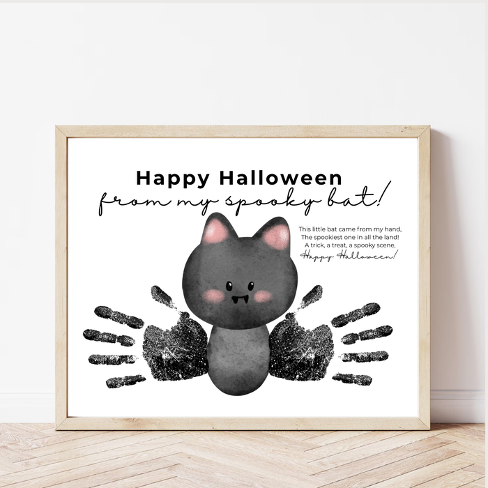 Happy Halloween Bat Handprint Craft Printable | Spooky Bat Keepsake for Kids | Preschool Halloween Activity | Daycare & Classroom Craft