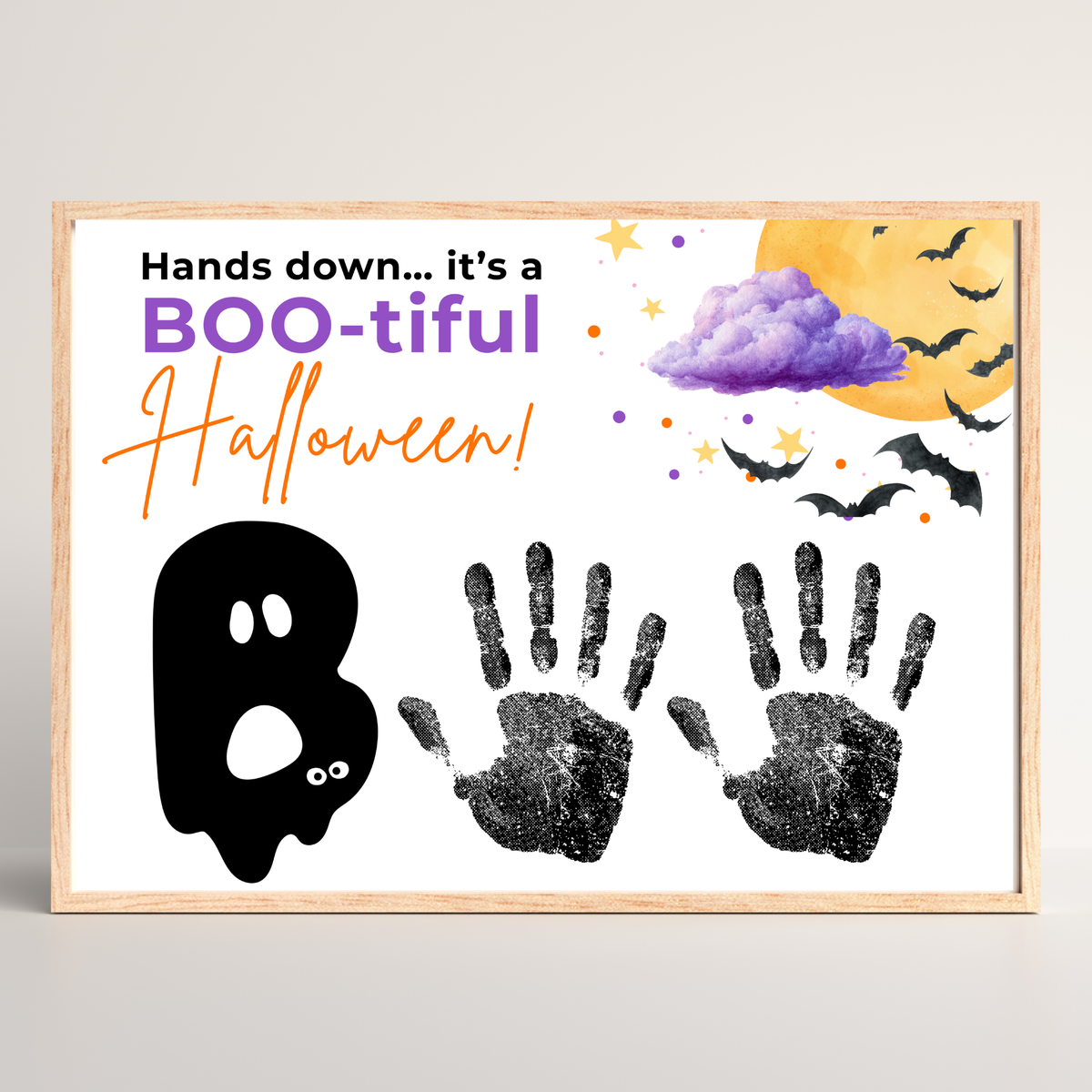 Hands Down It's a BOO-tiful Halloween Handprint Craft Printable | Halloween Keepsake Activity for Kids | Preschool Halloween Craft | Daycare & Classroom Printable