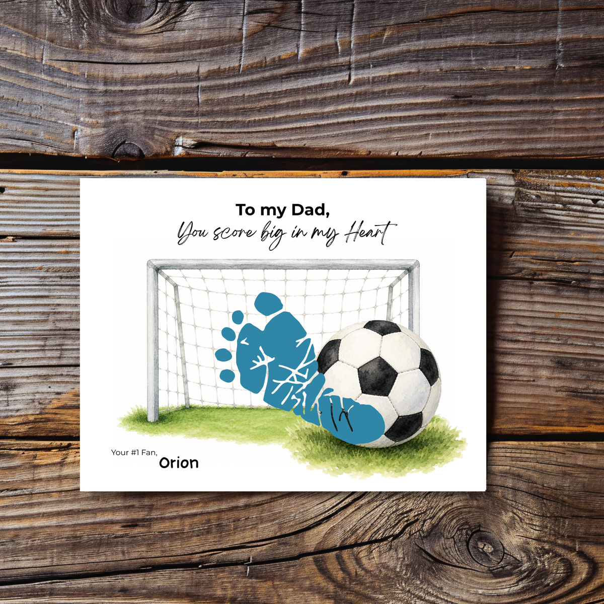 Soccer Father’s Day Footprint Craft Printable, To My Dad You Score Big in My Heart, Soccer Keepsake Gift from Kids, Sports Dad Father’s Day Craft