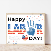 Happy Labor Day Handprint Craft Printable | Preschool Labor Day Keepsake | Community Helpers Activity | Daycare Classroom Craft