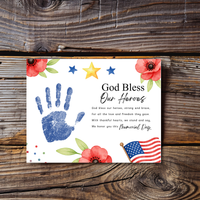 Christian Memorial Day Handprint Craft Printable | God Bless Our Heroes Keepsake | Patriotic Kids Activity | Sunday School PDF
