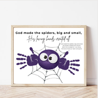 Christian Halloween Spider Handprint Craft Printable | God Made the Spiders Kids Craft | Sunday School Halloween Activity | Christian Keepsake
