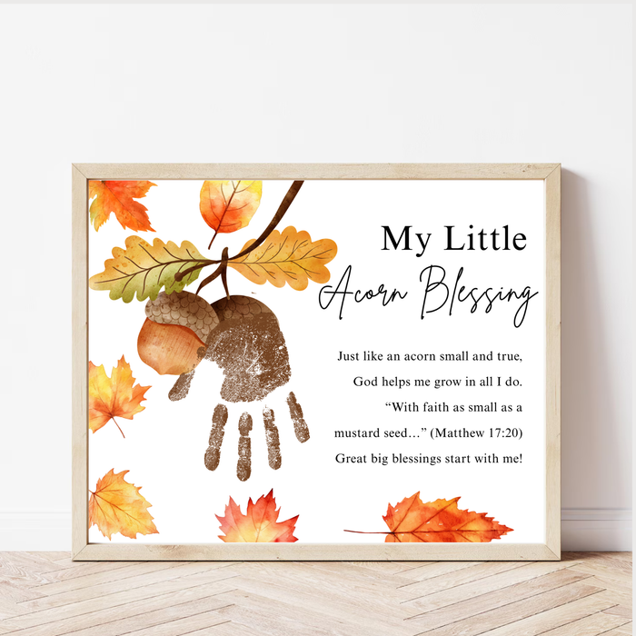 My Little Acorn Blessing Handprint Craft Printable | Christian Fall Keepsake | Preschool Acorn Handprint Activity